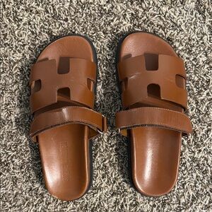 Steve Madden Tan Leather Slide Sandals